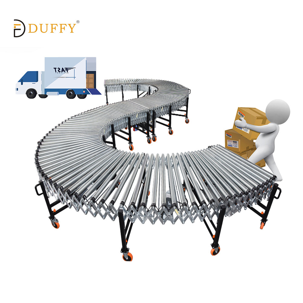 Nexdustry 12m Heavy Duty Roller Gravity Conveyor Flexible Expandable Telescopic Loading Conveyor