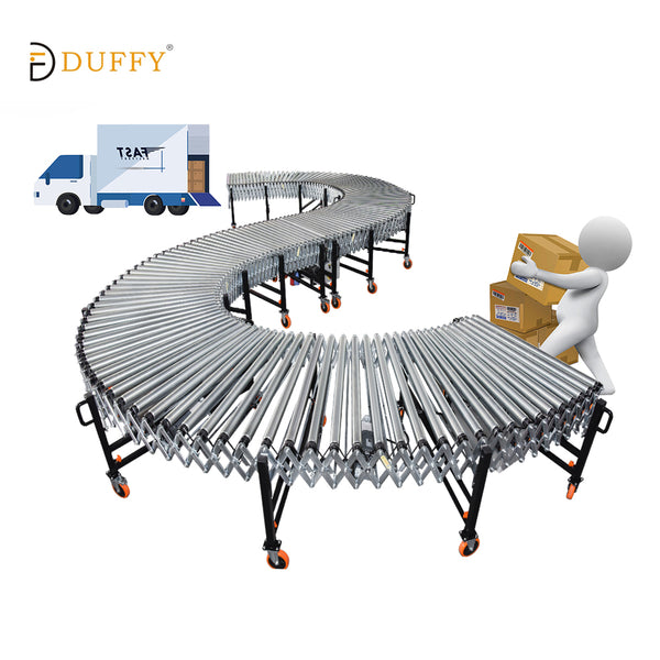 Nexdustry 12m Heavy Duty Roller Gravity Conveyor Flexible Expandable Telescopic Loading Conveyor