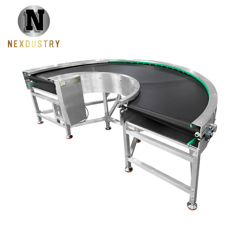 NEXDUSTRY 180 Degree Curve Belt Conveyor for Packaging Material Handling