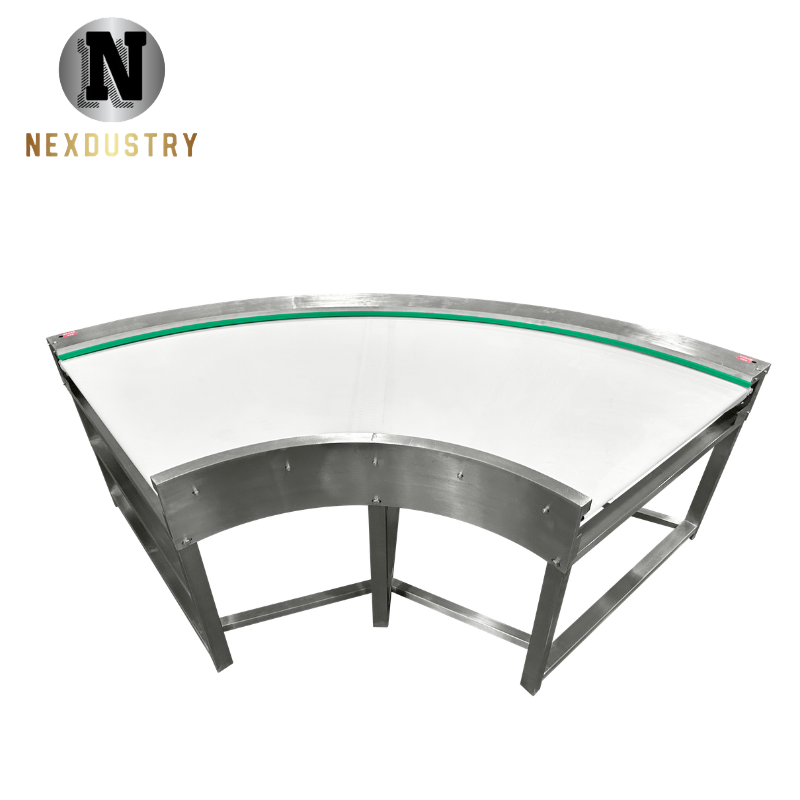 NEXDUSTRY 45 Degree Edge Belt Curve Conveyor for Packaging Assembly Lines