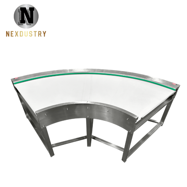 NEXDUSTRY 45 Degree Edge Belt Curve Conveyor for Packaging Assembly Lines