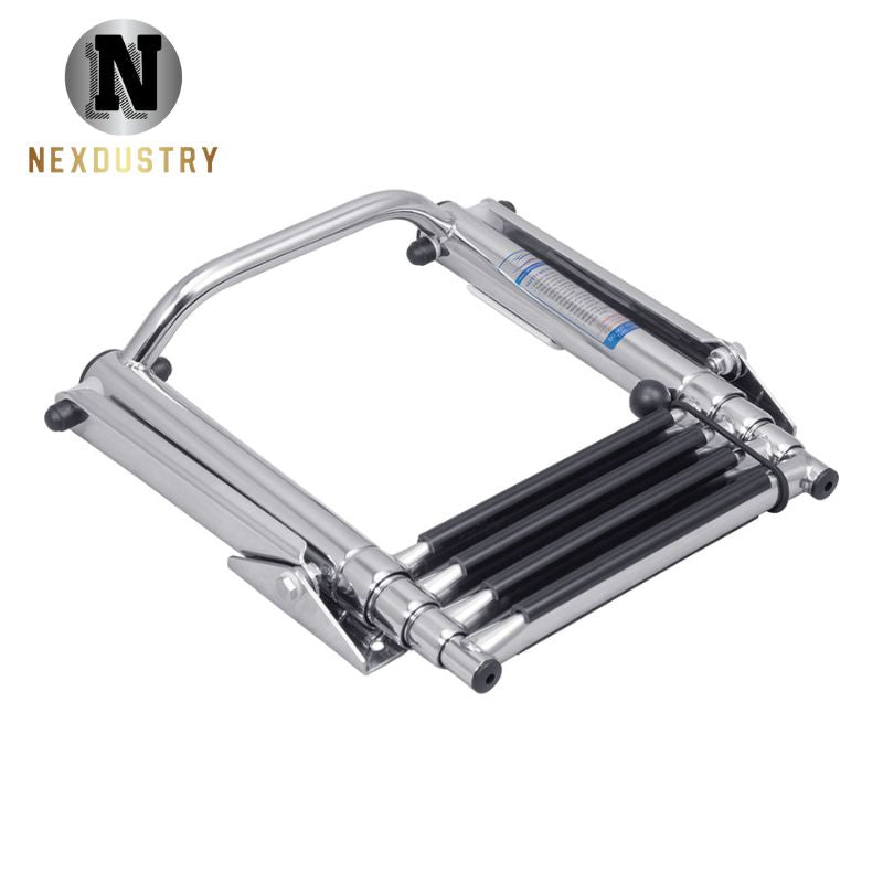 Nexdustry 3-Step Telescoping Over Platform Boat Ladder with Grab Rail